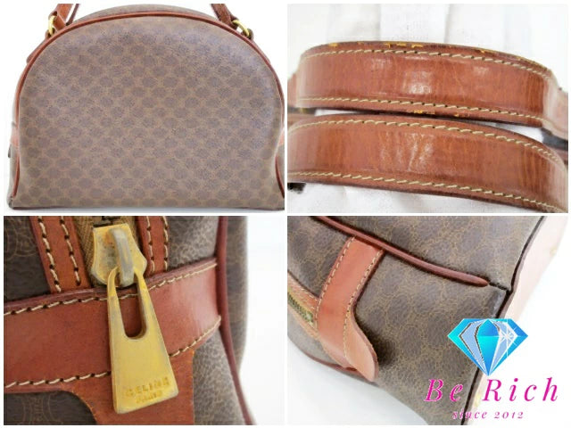 セリーヌ CELINE ハンドバッグ MC95 マカダム ブラウン 茶 PVC レザー ブラゾン ロゴ 手持ち 鞄 【中古】【送料無料】 bk9305