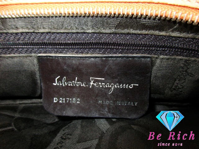 フェラガモ Salvatore Ferragamo ミニ トートバッグ D217182 ヴァラ リボン ピンク スエード レザー ロゴ ハンドバッグ 鞄 【中古】【送料無料】 bk9320