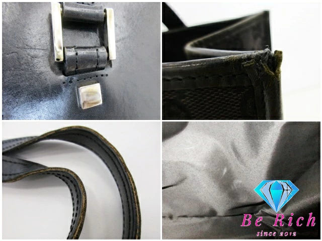 グッチ GUCCI GG トートバッグ ハンドバッグ 019.0346 キャンバス レザー 黒 ブラック 手提げ 鞄 【中古】【送料無料】 bk9335