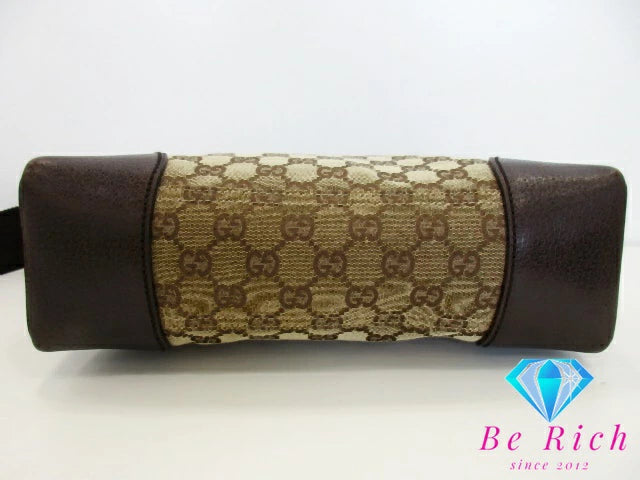 グッチ GUCCI ショルダーバッグ 114273 GG ブラウン 茶 キャンバス レザー ロゴ 斜め掛け 鞄 【中古】【送料無料】bk9342