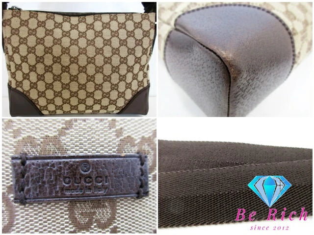 グッチ GUCCI ショルダーバッグ 114273 GG ブラウン 茶 キャンバス レザー ロゴ 斜め掛け 鞄 【中古】【送料無料】bk9342