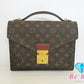 ルイ ヴィトン LOUIS VUITTON 2way ハンドバッグ ショルダーバッグ モノグラム モンソー M51185 茶 ブラウン PVC レザー LV ロゴ ビジネス 手提げ 鞄 【中古】【送料無料】 bk9345