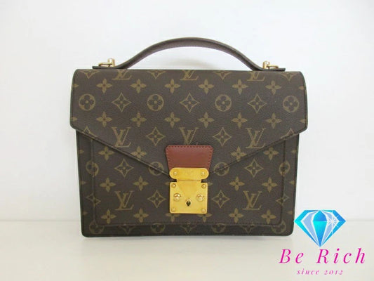 ルイ ヴィトン LOUIS VUITTON 2way ハンドバッグ ショルダーバッグ モノグラム モンソー M51185 茶 ブラウン PVC レザー LV ロゴ ビジネス 手提げ 鞄 【中古】【送料無料】 bk9345