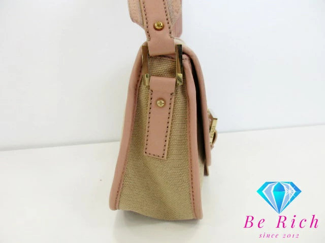フェンディ FENDI ショルダーバッグ 8BT084 ズッカ クロスボディ ピンク  キャンベージュバス レザー ロゴ 鞄 【中古】【送料無料】 bk9349