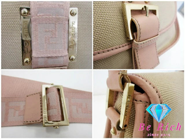フェンディ FENDI ショルダーバッグ 8BT084 ズッカ クロスボディ ピンク  キャンベージュバス レザー ロゴ 鞄 【中古】【送料無料】 bk9349