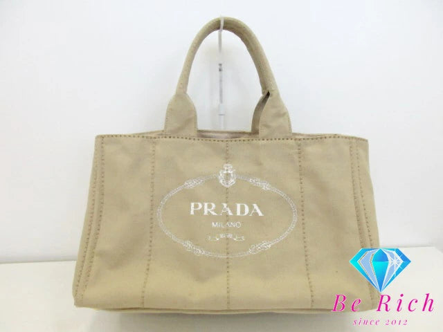 プラダ PRADA カナパ トートバッグ B1872B ライト ベージュ キャンバス ロゴ ハンドバッグ 手提げ 鞄 【中古】【送料無料】 bk9360