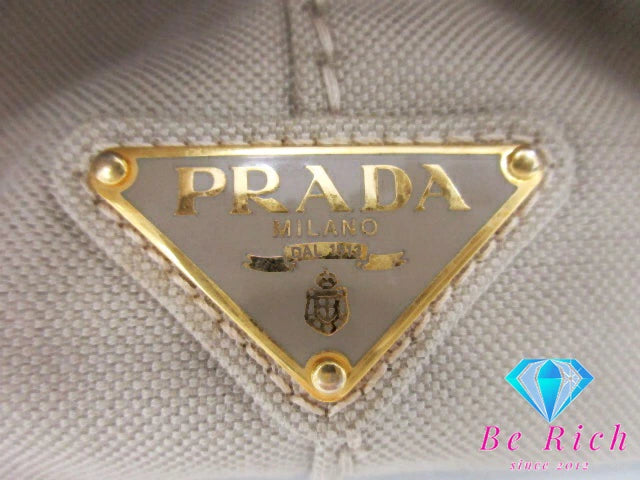 プラダ PRADA カナパ トートバッグ B1872B ライト ベージュ キャンバス ロゴ ハンドバッグ 手提げ 鞄 【中古】【送料無料】 bk9360