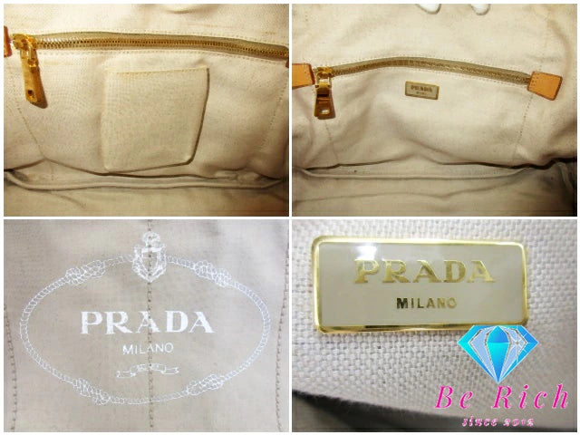 プラダ PRADA カナパ トートバッグ B1872B ライト ベージュ キャンバス ロゴ ハンドバッグ 手提げ 鞄 【中古】【送料無料】 bk9360