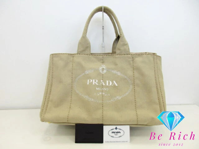 プラダ PRADA カナパ トートバッグ B1872B ライト ベージュ キャンバス ロゴ ハンドバッグ 手提げ 鞄 【中古】【送料無料】 bk9360