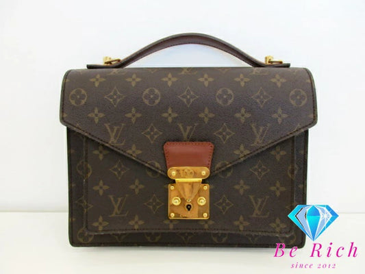 ルイ ヴィトン LOUIS VUITTON モノグラム モンソー 26 M51187 LV ロゴ ブラウン 茶 PVC レザー ショルダーバッグ ハンドバッグ ビジネス 手提げ クラッチバッグ 鞄【中古】【送料無料】bk9378
