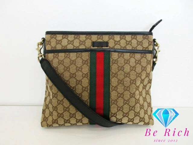グッチ GUCCI ショルダーバッグ 388926 GG シェリー オフィディア ブラウン 茶 キャンバス レザー ロゴ 斜め掛け クロスボディ 鞄 【中古】【送料無料】bk9380