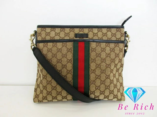 グッチ GUCCI ショルダーバッグ 388926 GG シェリー オフィディア ブラウン 茶 キャンバス レザー ロゴ 斜め掛け クロスボディ 鞄 【中古】【送料無料】bk9380