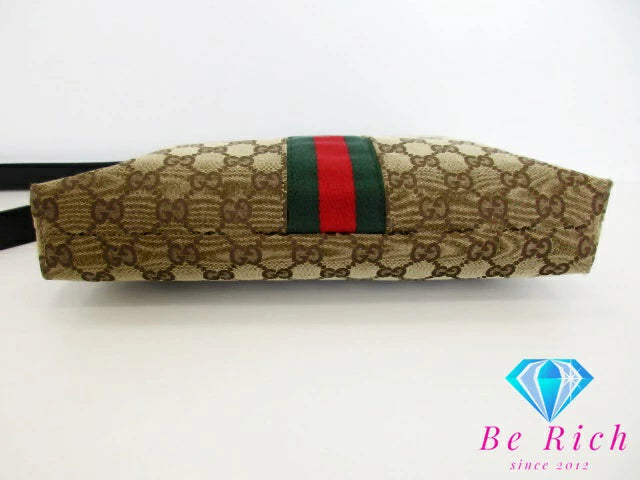 グッチ GUCCI ショルダーバッグ 388926 GG シェリー オフィディア ブラウン 茶 キャンバス レザー ロゴ 斜め掛け クロスボディ 鞄 【中古】【送料無料】bk9380