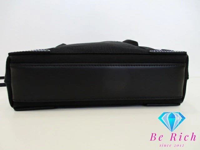 美品 バレンシアガ BALENCIAGA 2way ハンドバッグ ネイビー カバ XS 390346 ブラック 黒 キャンバス レザー ロゴ ポーチ ショルダーバッグ NAVY CABAS  【中古】【送料無料】 bk9382