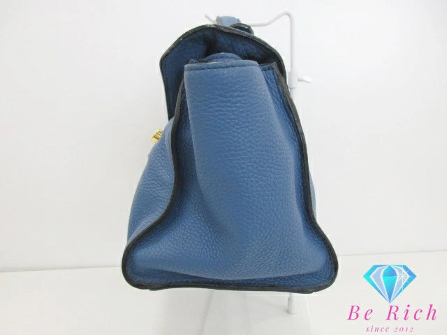 プラダ PRADA 2way ハンドバッグ ショルダーバッグ BT0962 青 ブルー レザー ロゴ 手提げ 肩掛け 鞄 【中古】【送料無料】 bk9392