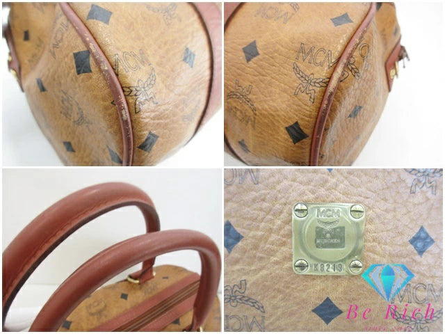 エムシーエム MCM 2way ミニ ボストンバッグ ハンドバッグ ショルダーなし コニャック 茶 キャメル ヴィセトス ロゴグラム ロゴ ショルダーバッグ 鞄 【中古】【送料無料】 bk9400
