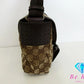 美品 グッチ GUCCI ショルダーバッグ 145858 GG ベージュ ブラウン 茶 キャンバス レザー ロゴ  鞄【中古】【送料無料】bk9407