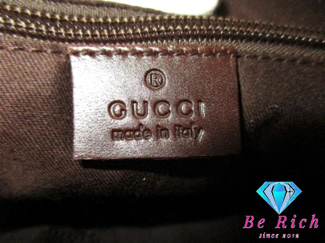 美品 グッチ GUCCI ショルダーバッグ 145858 GG ベージュ ブラウン 茶 キャンバス レザー ロゴ  鞄【中古】【送料無料】bk9407