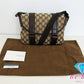 美品 グッチ GUCCI ショルダーバッグ 145858 GG ベージュ ブラウン 茶 キャンバス レザー ロゴ  鞄【中古】【送料無料】bk9407