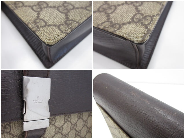 グッチ GUCCI クラッチバッグ 131213  GG スプリーム 茶 ブラウン PVC レザー  セカンドバッグ ビジネスバッグ【中古】【送料無料】 bk9422