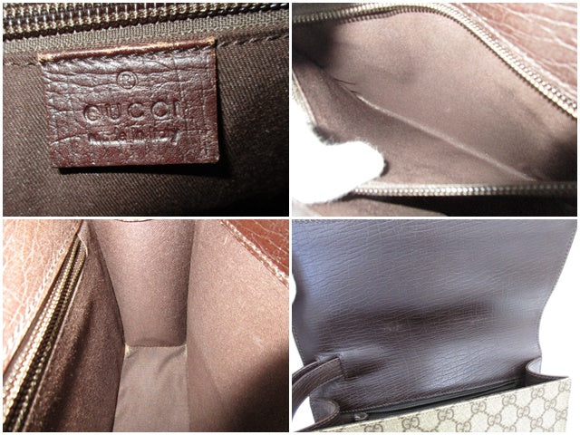 グッチ GUCCI クラッチバッグ 131213  GG スプリーム 茶 ブラウン PVC レザー  セカンドバッグ ビジネスバッグ【中古】【送料無料】 bk9422