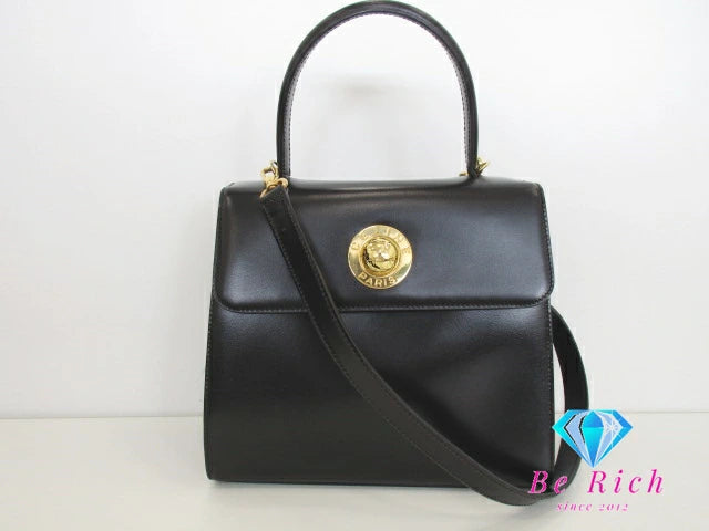 美品 セリーヌ CELINE 2way ハンドバッグ ショルダーバッグ スターボール ブラック 黒 レザー 手持ち 肩掛け パーティ【中古】【送料無料】 bk9436