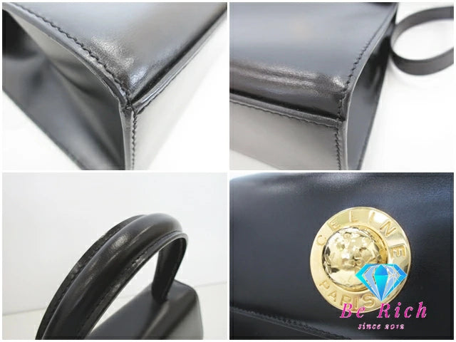 美品 セリーヌ CELINE 2way ハンドバッグ ショルダーバッグ スターボール ブラック 黒 レザー 手持ち 肩掛け パーティ【中古】【送料無料】 bk9436