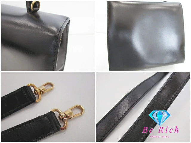 美品 セリーヌ CELINE 2way ハンドバッグ ショルダーバッグ スターボール ブラック 黒 レザー 手持ち 肩掛け パーティ【中古】【送料無料】 bk9436