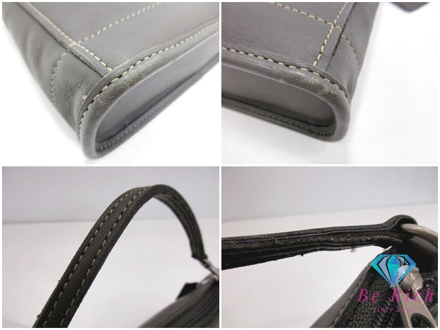 コーチ COACH グラブタンレザー アクセサリーポーチ ハンドバッグ グレー 9311 USA アメリカ 製 オールド レザー 鞄 【中古】【送料無料】 bk9449