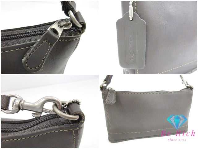 コーチ COACH グラブタンレザー アクセサリーポーチ ハンドバッグ グレー 9311 USA アメリカ 製 オールド レザー 鞄 【中古】【送料無料】 bk9449