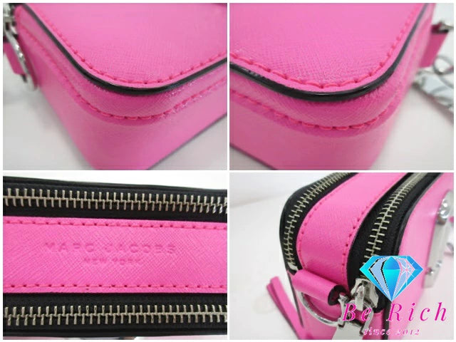 美品 マーク ジェイコブス MARC JACOBS ザ スナップショット ショルダーバッグ M0014503 ブライト ピンク レザー ダブル J ロゴ スモール カメラバッグ ポシェット クロスボディ 斜め掛け 鞄 ほぼ 未使用品 【中古】【送料無料】 bk9461