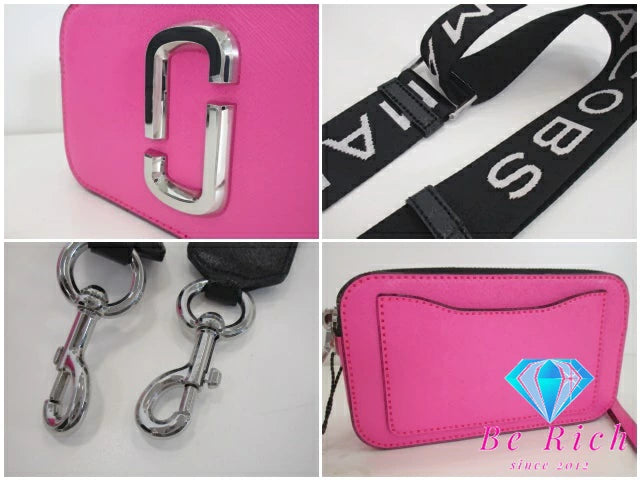 美品 マーク ジェイコブス MARC JACOBS ザ スナップショット ショルダーバッグ M0014503 ブライト ピンク レザー ダブル J ロゴ スモール カメラバッグ ポシェット クロスボディ 斜め掛け 鞄 ほぼ 未使用品 【中古】【送料無料】 bk9461