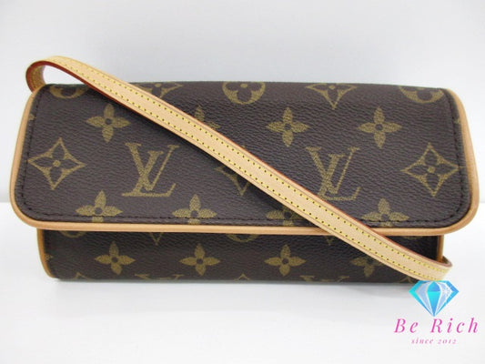 ルイ ヴィトン LOUIS VUITTON 2way ショルダーバッグ モノグラム ポシェット ツイン PM M51854 ブラウン 茶 PVC レザー ウエストポーチ クラッチバッグ 肩掛け 斜め掛け バッグ【中古】【送料無料】 bk9466