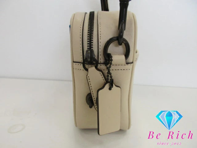 美品 コーチ COACH トム ウェッセルマン コラボ ショルダーバッグ フライトバッグ CA323 アイボリー マルチ レザー ポシェット 斜め掛け クロスボディ ポーチ 鞄 Tom Wesselmann 【中古】【送料無料】 bk9487