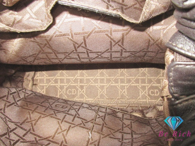 美品 クリスチャン ディオール Christian Dior マリスパール ハンドバッグ ブラック 黒 レザー ロゴ ショルダーバッグ 巾着 鞄 【中古】【送料無料】 bk9500