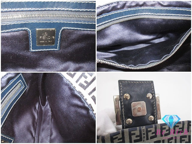 フェンディ FENDI ワン ショルダーバッグ 26424 マンマ バケット ズッキーノ ネイビー 紺 キャンバス ハンドバッグ 肩掛け 鞄 ズッカ 【中古】【送料無料】 bk9509