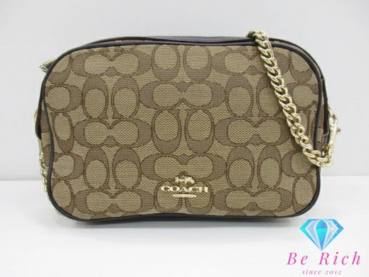 コーチ COACH アウトライン シグネチャー アイラ チェーン ショルダーバッグ ポシェット Ｆ28959 カーキ ブラウン 茶 キャンバス レザー ロゴ クロスボディ 斜め掛け 鞄 【中古】【送料無料】 bk9526