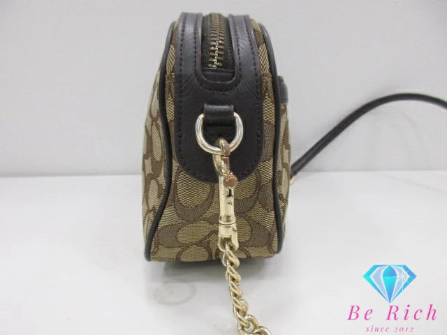 コーチ COACH アウトライン シグネチャー アイラ チェーン ショルダーバッグ ポシェット Ｆ28959 カーキ ブラウン 茶 キャンバス レザー ロゴ クロスボディ 斜め掛け 鞄 【中古】【送料無料】 bk9526