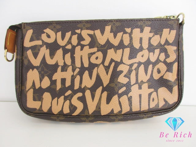 ルイ ヴィトン LOUIS VUITTON アクセサリー ポーチ モノグラム グラフィティ ポシェット アクセソワール M92193 ピーチ ブラウン 茶 ロゴ ハンドバッグ ショルダーバッグ 鞄 【中古】【送料無料】 bk9529