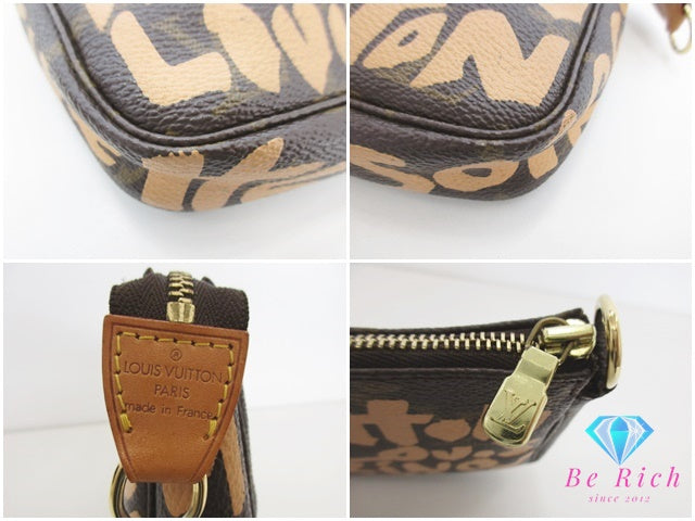 ルイ ヴィトン LOUIS VUITTON アクセサリー ポーチ モノグラム グラフィティ ポシェット アクセソワール M92193 ピーチ ブラウン 茶 ロゴ ハンドバッグ ショルダーバッグ 鞄 【中古】【送料無料】 bk9529