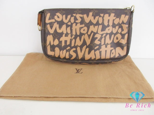 ルイ ヴィトン LOUIS VUITTON アクセサリー ポーチ モノグラム グラフィティ ポシェット アクセソワール M92193 ピーチ ブラウン 茶 ロゴ ハンドバッグ ショルダーバッグ 鞄 【中古】【送料無料】 bk9529