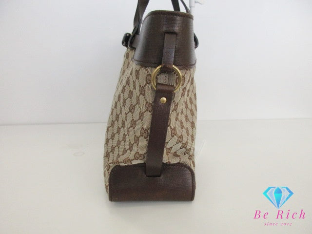 グッチ GUCCI トートバッグ 106251 GG ブラウン 茶 キャンバス レザー ロゴ ハンドバッグ ショルダーバッグ 鞄 【中古】【送料無料】 bk9533