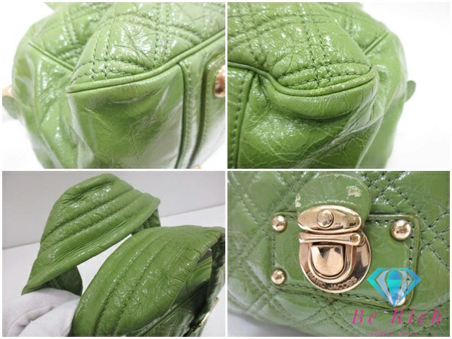 マークジェイコブス MARC JACOBS ボストンバッグ ハンドバッグ グリーン 緑 パテント レザー ロゴ ショルダーバッグ 肩掛け 鞄 【中古】【送料無料】 bk9537