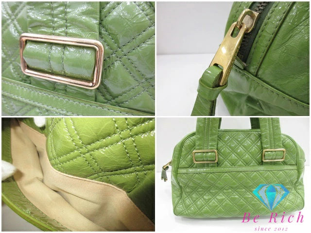 マークジェイコブス MARC JACOBS ボストンバッグ ハンドバッグ グリーン 緑 パテント レザー ロゴ ショルダーバッグ 肩掛け 鞄 【中古】【送料無料】 bk9537
