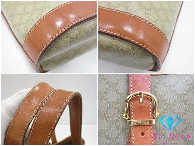 セリーヌ CELINE ハンドバッグ トートバッグ マカダム ベージュ ブラウン 茶 PVC レザー ブラゾン ロゴ ショルダーバッグ 鞄 【中古】【送料無料】 bk9537