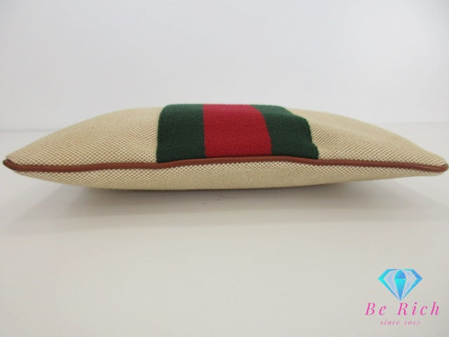 GUCCI  グッチ クラッチバッグ ハンドバッグ 576053 シェリー ウェビング インターロッキング G ロゴ ベージュ キャンバス レザー ポーチ ストラップ セカンドバッグ 【中古】【送料無料】 bk9547