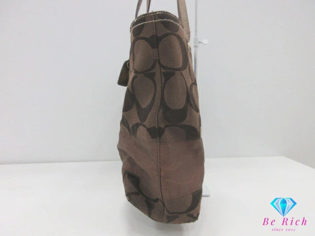 コーチ COACH ショルダーバッグ トートバッグ シグネチャー 11099 茶 ブラウン キャンバス レザー ロゴ 肩掛け 鞄 【中古】【送料無料】 bk9551
