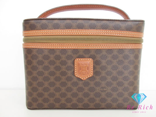 セリーヌ CELINE バニティ バッグ ポーチ マカダム ブラウン 茶 PVC レザー ロゴ アクセサリー 化粧 コスメ ハンドバッグ 小物  【中古】【送料無料】 bk9560