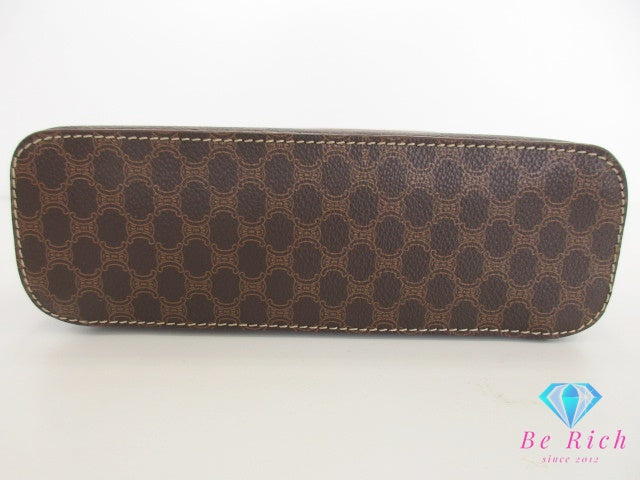 セリーヌ CELINE バニティ バッグ ポーチ マカダム ブラウン 茶 PVC レザー ロゴ アクセサリー 化粧 コスメ ハンドバッグ 小物  【中古】【送料無料】 bk9560