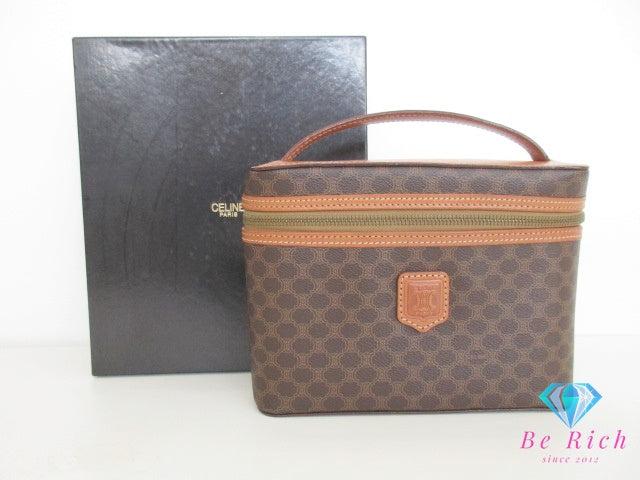 セリーヌ CELINE バニティ バッグ ポーチ マカダム ブラウン 茶 PVC レザー ロゴ アクセサリー 化粧 コスメ ハンドバッグ 小物  【中古】【送料無料】 bk9560
